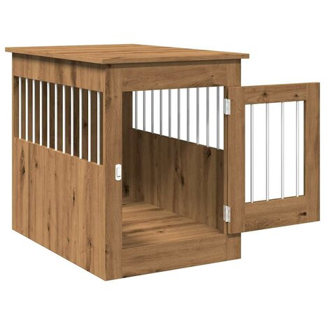 Hondenbench 55x80x68 cm bewerkt hout artisanaal eikenkleurig 5