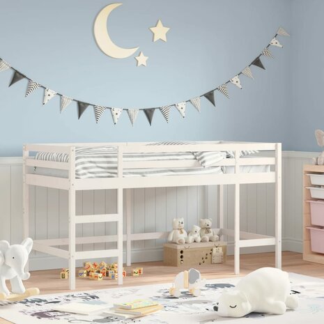 Kinderhoogslaper met ladder 90x190 cm massief grenenhout 1