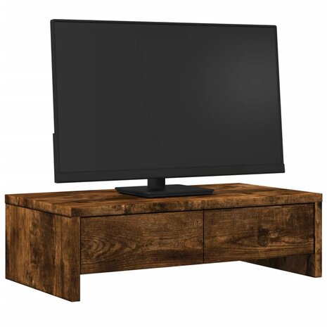 Monitorstandaard met lades 50x27x15 cm hout gerookt eikenkleur 3