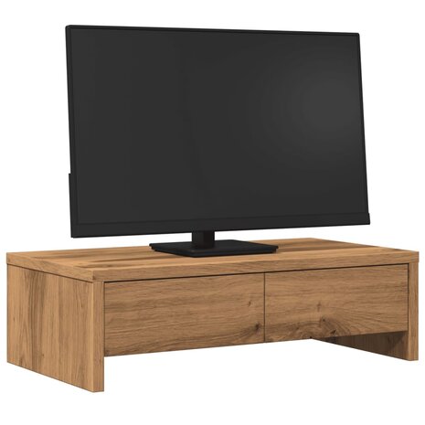 Monitorstandaard met lades 50x27x15 cm hout artisanaal eiken 3