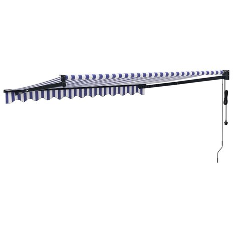 Luifel elektrisch uitschuifbaar 3,5x2,5 m blauw en wit 5