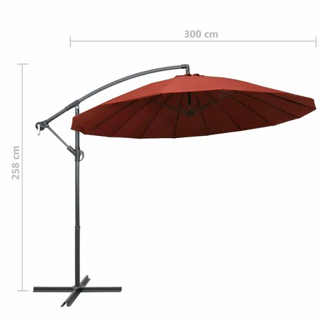 Zweefparasol met aluminium paal 3 m terracotta 9