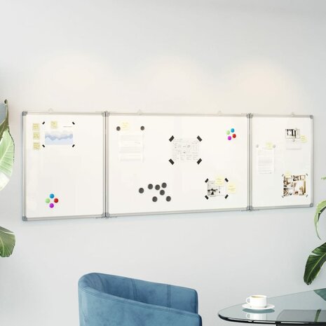 Whiteboard magnetisch inklapbaar 160x50x1,7 cm aluminium 1