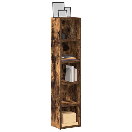 CD-kasten 2 st 21x16x93,5 cm bewerkt hout gerookt eikenkleurig 1