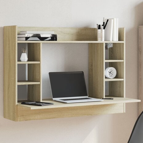 Wandbureau 105x48x75 cm bewerkt hout sonoma eikenkleurig 1