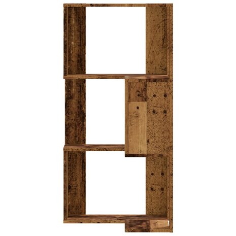 Boekenkast 3-laags hoek 50x50x102 cm bewerkt hout oud houtkleur 4