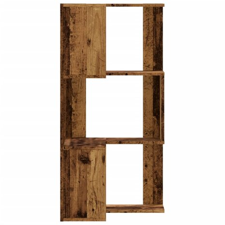 Boekenkast 3-laags hoek 50x50x102 cm bewerkt hout oud houtkleur 5