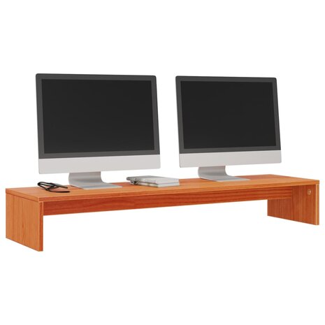 Monitorstandaard 100x27x15 cm massief grenenhout wasbruin 3
