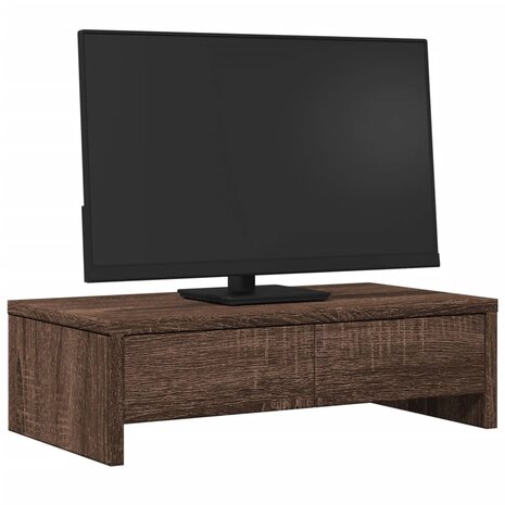 Monitorstandaard met lades 50x27x15 cm hout bruin eikenkleurig 3