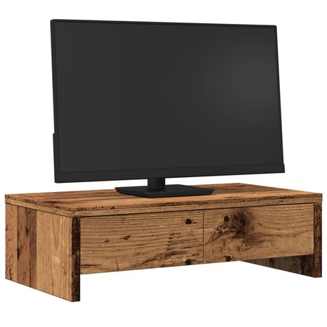 Monitorstandaard met lades 50x27x15 cm bewerkt hout oud hout 3