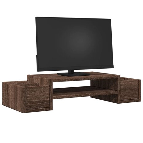 Monitorstandaard met opbergruimte 70x27x15 cm hout bruin eiken 3