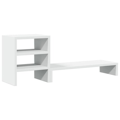 Monitorstandaard met bureau-organizer bewerkt hout wit 2
