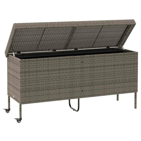 Tuinbox met wielen 160x55x75 cm poly rattan grijs 5