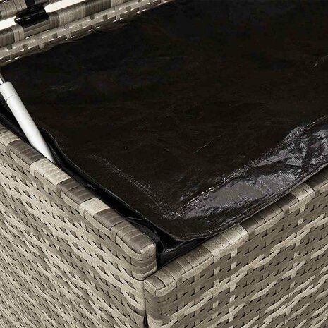 Tuinbox met wielen 160x55x75 cm poly rattan grijs 9