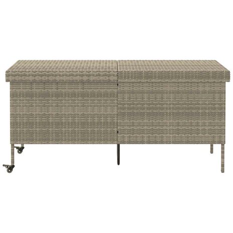 Tuinbox met wielen 160x55x75 cm poly rattan lichtgrijs 3