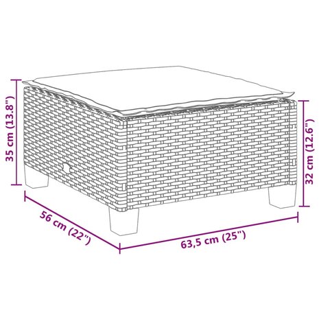 Tuinkruk met kussen 63,5x56x32 cm poly rattan zwart 8