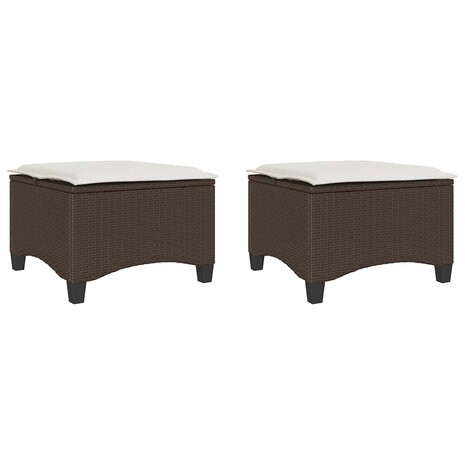 Tuinkrukken met kussens 2 st 55x55x36 cm poly rattan bruin 2