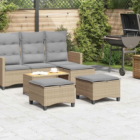Tuinkrukken met kussens 2 st 55x55x36 cm poly rattan beige 3