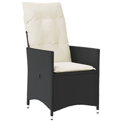 3-delige Bistroset met kussens poly rattan zwart 4