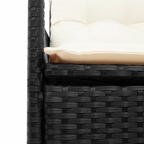3-delige Bistroset met kussens poly rattan zwart 7