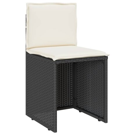 3-delige Bistroset met kussens poly rattan zwart 6