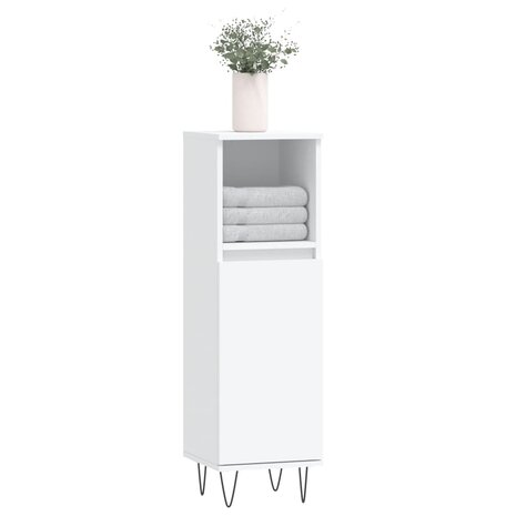 Badkamerkast 30x30x100 cm bewerkt hout wit 3