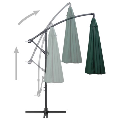 Zweefparasol met aluminium paal 3 m groen 4