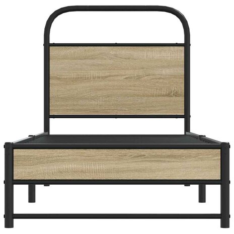 Bedframe zonder matras bewerkt hout gerookt eiken 75x190 cm 5