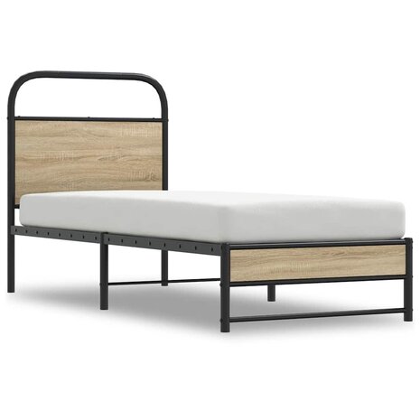 Bedframe zonder matras bewerkt hout gerookt eiken 80x200 cm 2