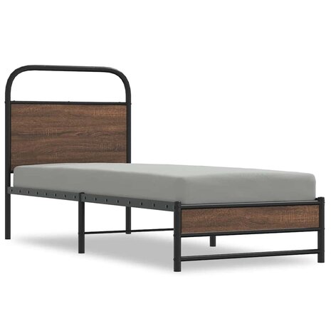 Bedframe zonder matras bewerkt hout bruin eikenkleur 75x190 cm 2