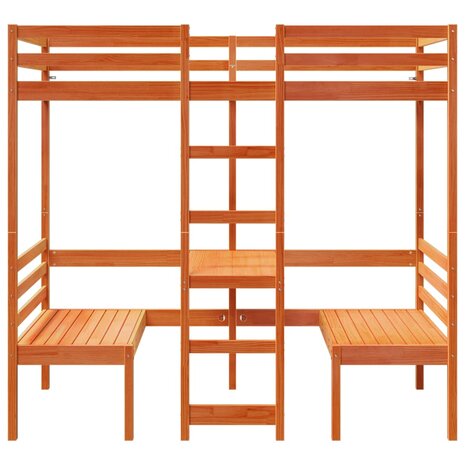 Hoogslaper met bureau en stoelen grenenhout wasbruin 90x200cm 5