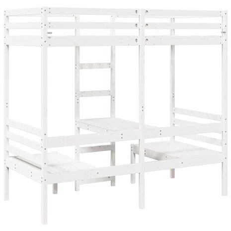 Hoogslaper met bureau en stoelen grenenhout wit 90x200cm 7