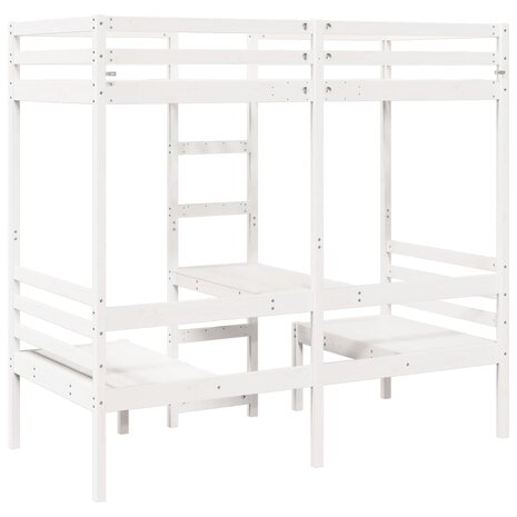 Hoogslaper met bureau en stoelen grenenhout wit 75x190 cm 7