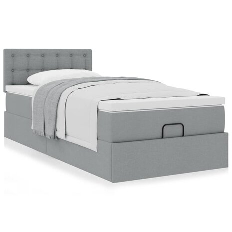 Bed met matras 90x200 cm stof lichtgrijs 4
