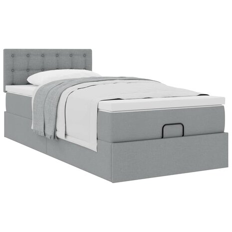 Bed met matras 90x200 cm stof lichtgrijs 5