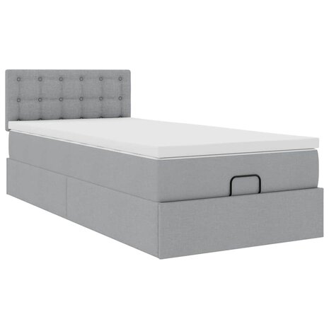 Bed met matras 90x200 cm stof lichtgrijs 6
