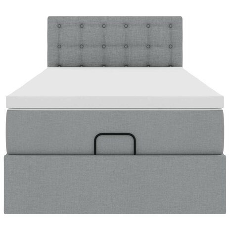 Bed met matras 90x200 cm stof lichtgrijs 7