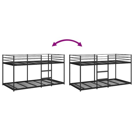 Stapelbed zonder matras 90x200 cm staal zwart 8