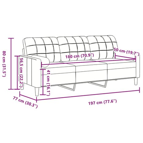 Driezitsbank met sierkussens 180 cm fluweel roze 7