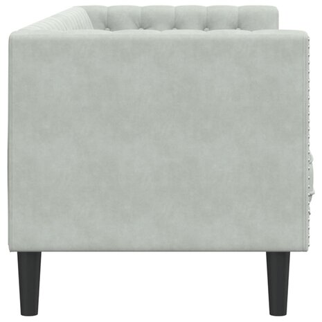 Driezitsbank Chesterfield-stijl met bolsters fluweel lichtgrijs 5