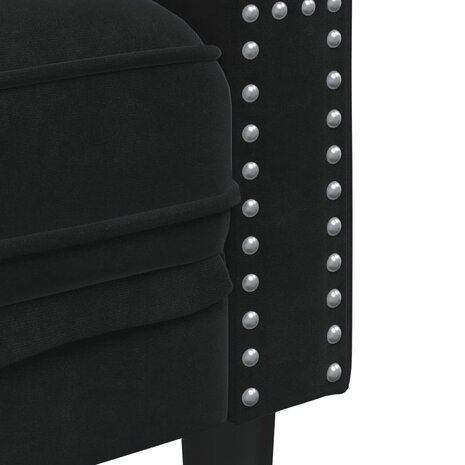 Driezitsbank Chesterfield-stijl met bolsters fluweel zwart 7