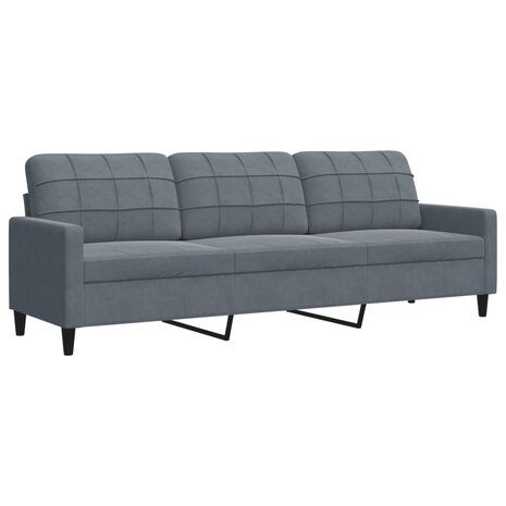 Driezitsbank 210 cm fluweel donkergrijs 2