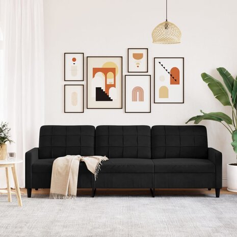 Driezitsbank 210 cm fluweel zwart 3