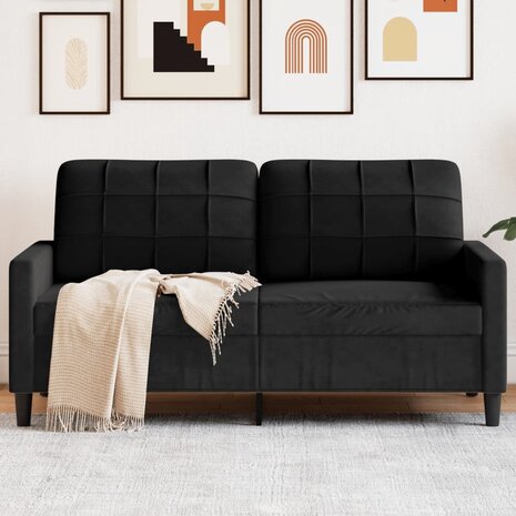 Tweezitsbank 140 cm fluweel zwart 1