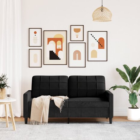 Tweezitsbank 140 cm fluweel zwart 3
