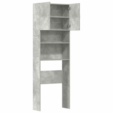 Wasmachinekast 64x24x190 cm bewerkt hout betongrijs 6