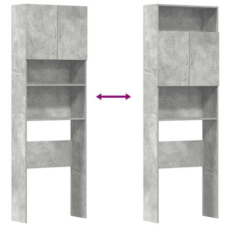 Wasmachinekast 64x24x190 cm bewerkt hout betongrijs 9