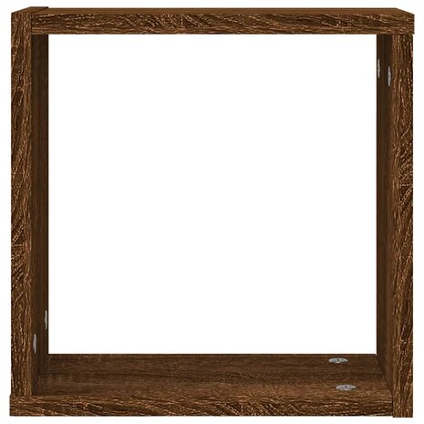 Wandrekken kubus 2 st 30x15x30 cm gerookt bruin eiken 6