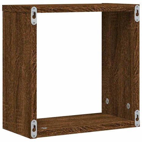 Wandrekken kubus 2 st 30x15x30 cm gerookt bruin eiken 8