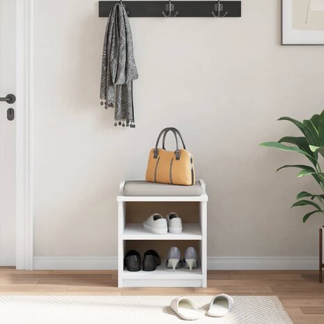 Gangbankje SANDNES wit 45x40x50 cm massief grenenhout 4